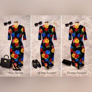 Alice + Olivia Floral Midi Dress | Tailored “Power Feminine” Work Dress | Size 2